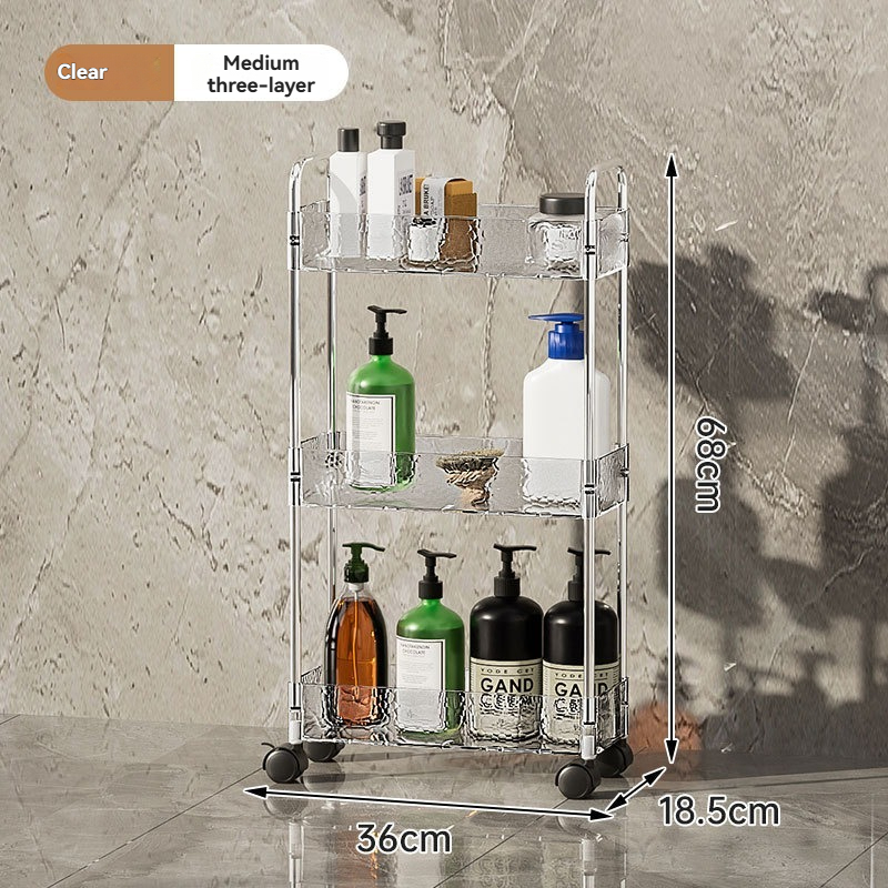 Nordic Transparent Multi-Layer Bathroom Storage Cart for Bulk Retail
