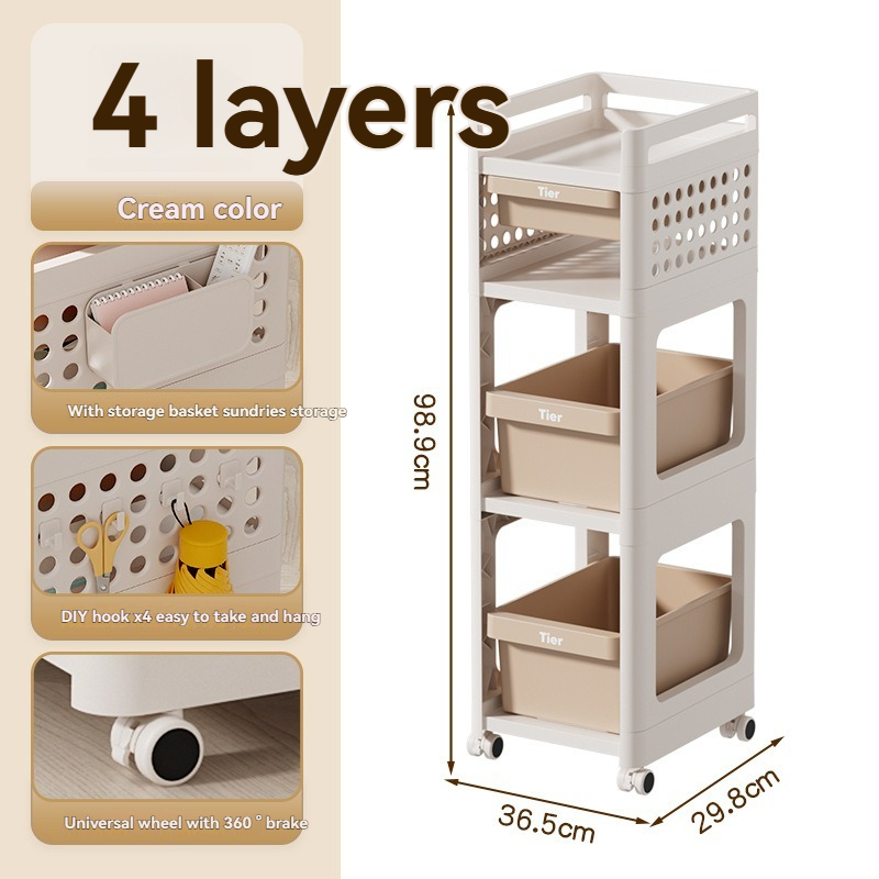 3-Tier And 4-Tier Movable Schoolbag Rack with Wheels - Multi-Layer Storage for Office And School Supplies