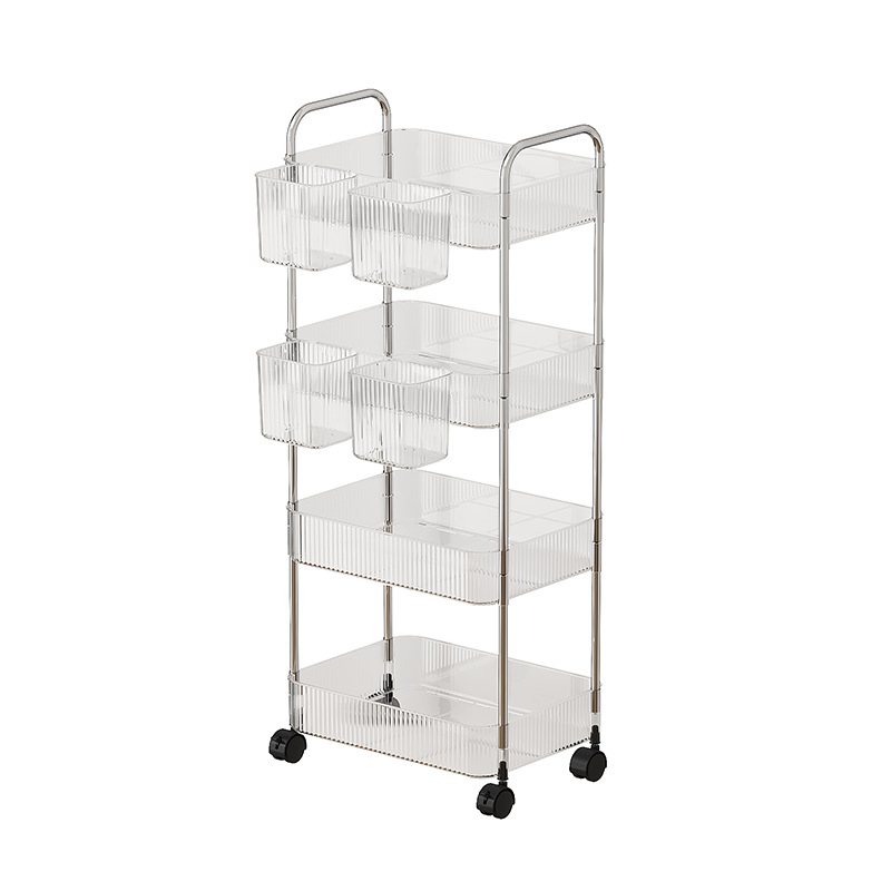 Light Luxury Transparent Trolley Storage Rack Multi Layer Cart