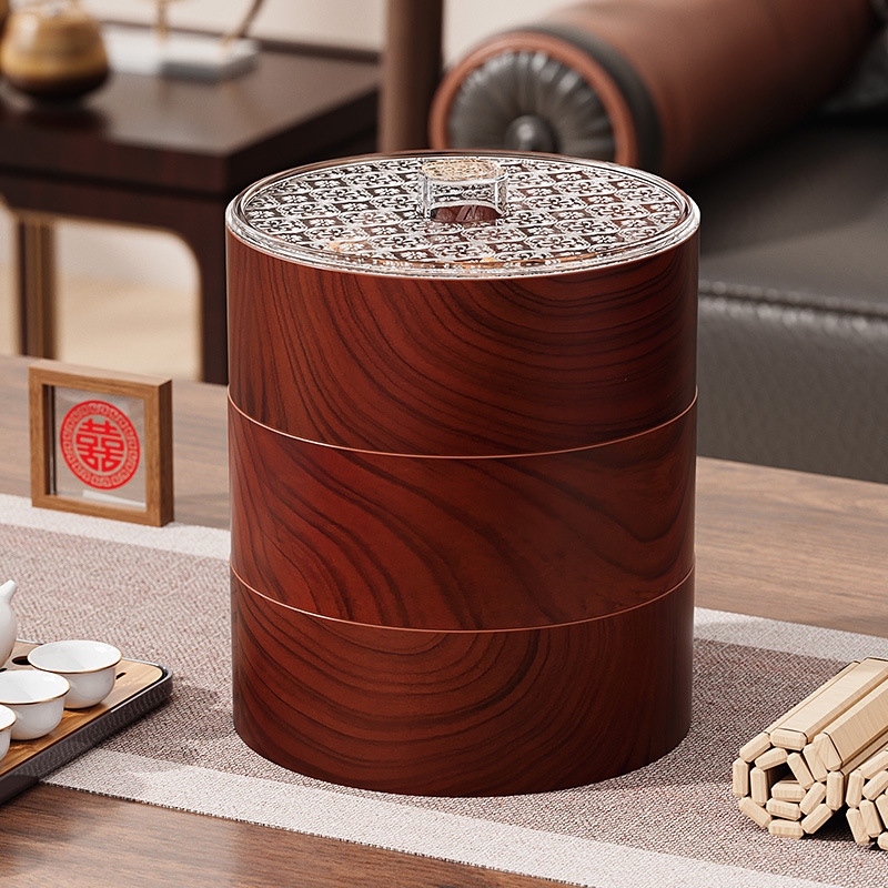 New Chinese Style Wood Grain Nut Dried Fruit Plate Living Room Coffee Table Home Divided Candy Melon Seeds Box