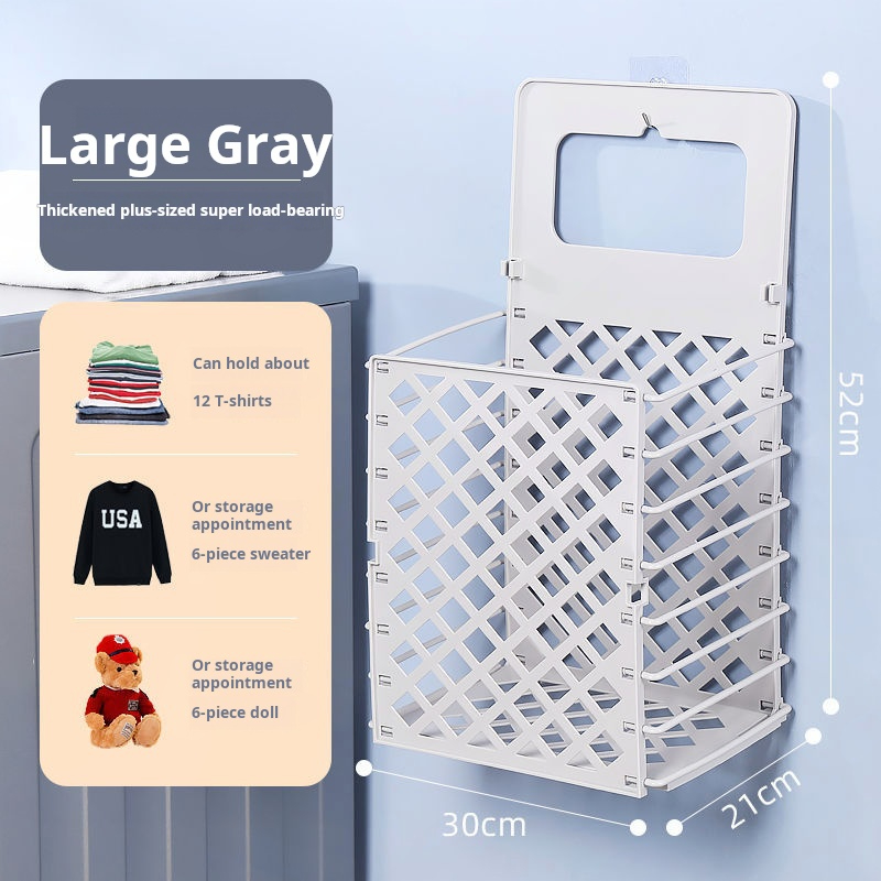 Wall-mounted Folding Laundry Basket without Drilling Holes