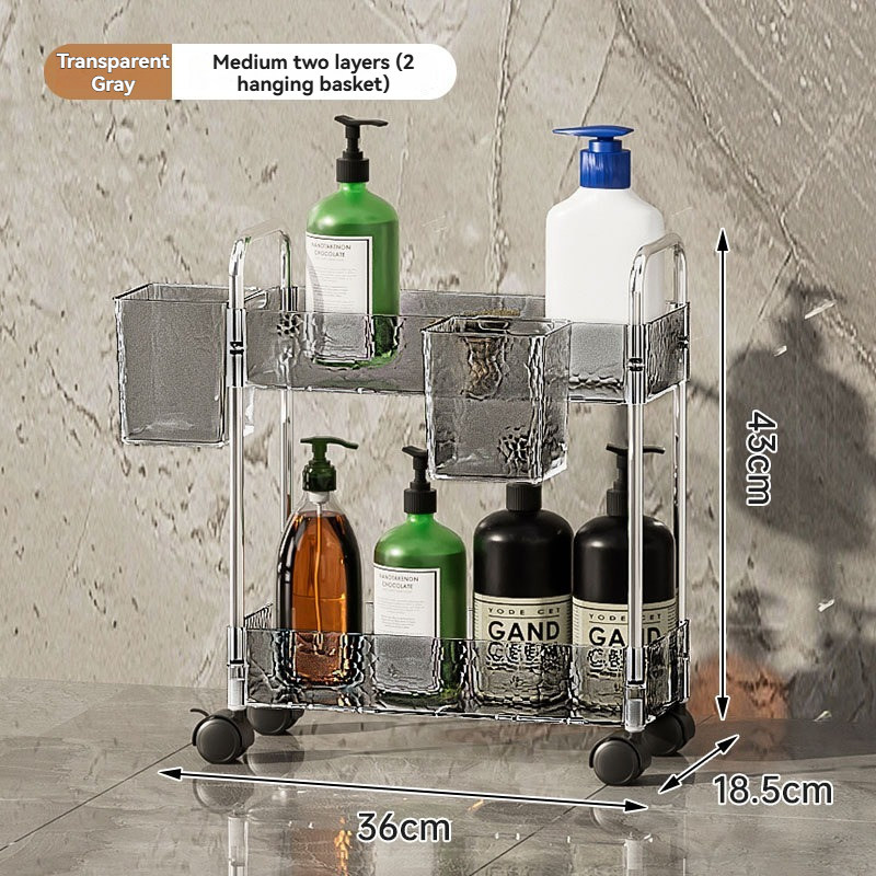Nordic transparent multi-layer medium bathroom storage cart, suitable for bulk retail