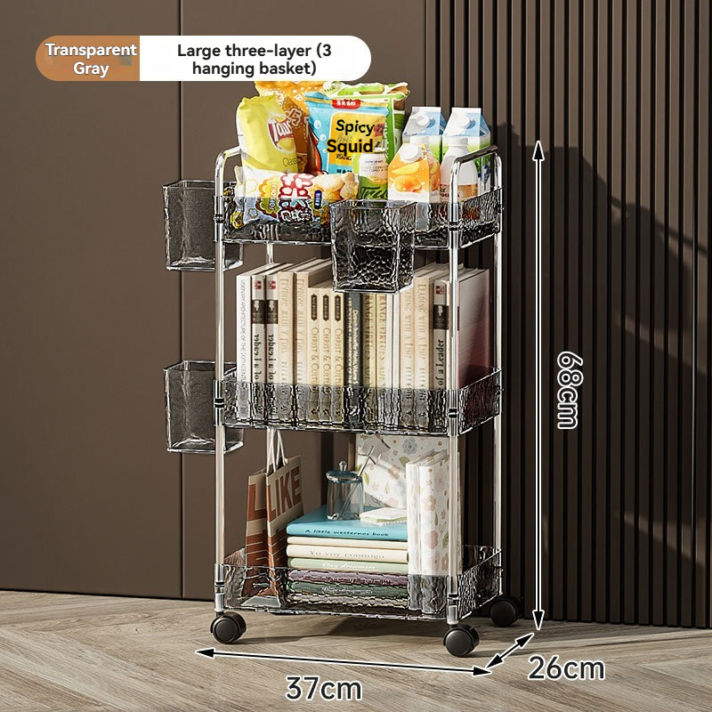 Nordic Transparent Multi-Layer Storage Cart for Bulk Retail & Showrooms
