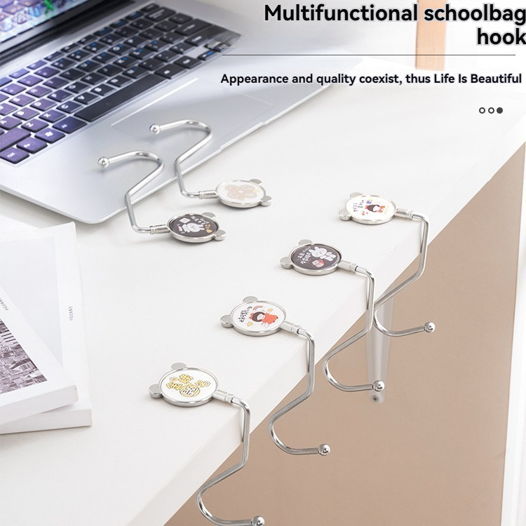 Cartoon Bag Hook - Multifunctional Desk Bag Hook (2-Pack, Random Style)