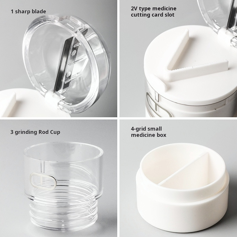 4-in-1 Grinding Pill Cutter – Portable Medicine Storage Solution