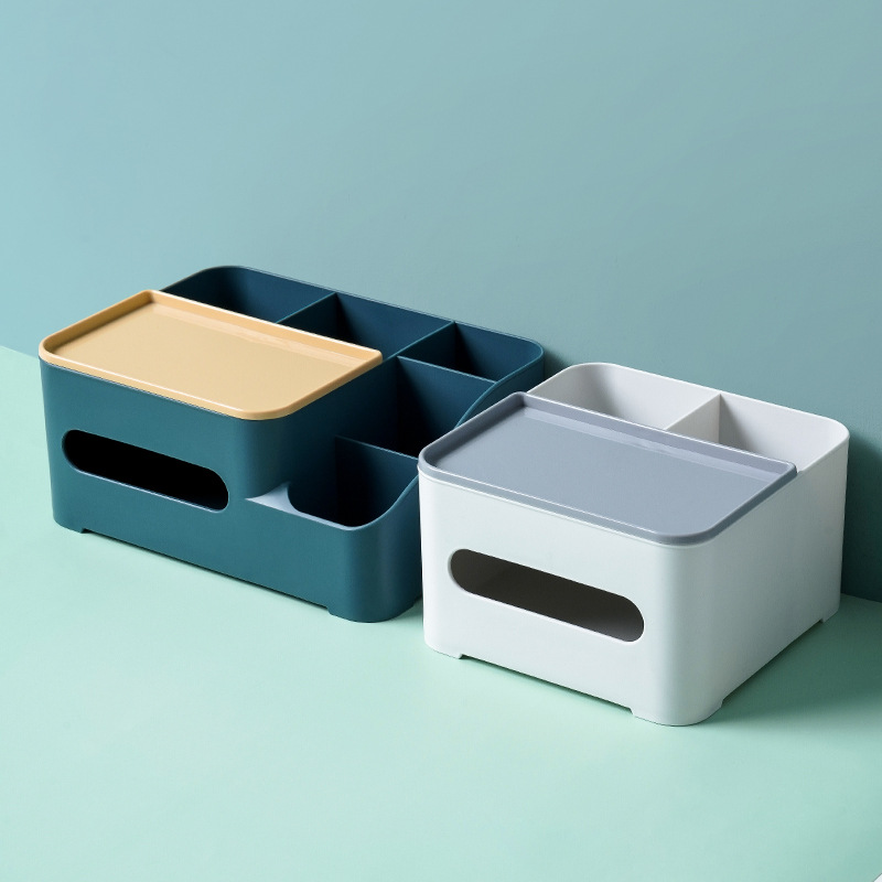 Colorblock Tissue Box - Multifunctional Office Desk Accessory