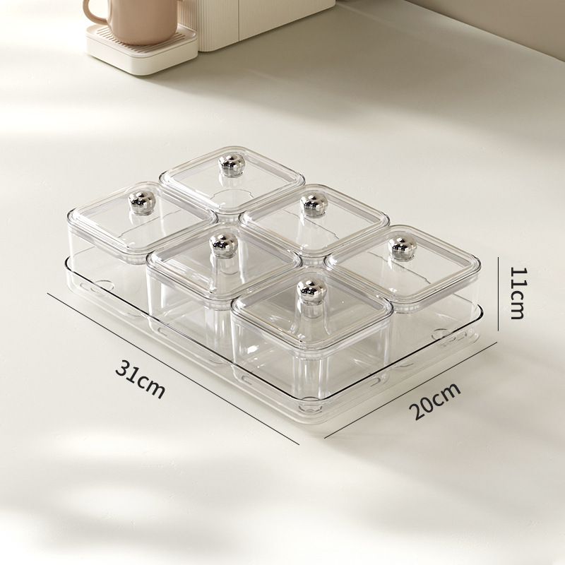 Light Luxury Dried Fruit Plate New Year's Goods Sealed Moisture-proof Compartment Large Capacity Snacks Dessert Candy Storage Box.