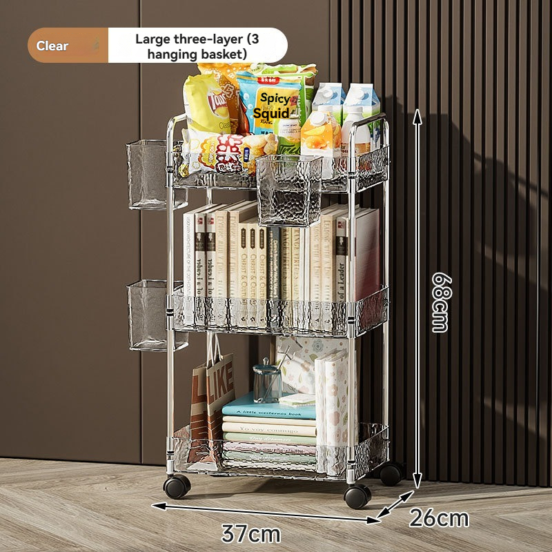 Nordic Transparent Multi-Layer Storage Cart for Bulk Retail & Showrooms