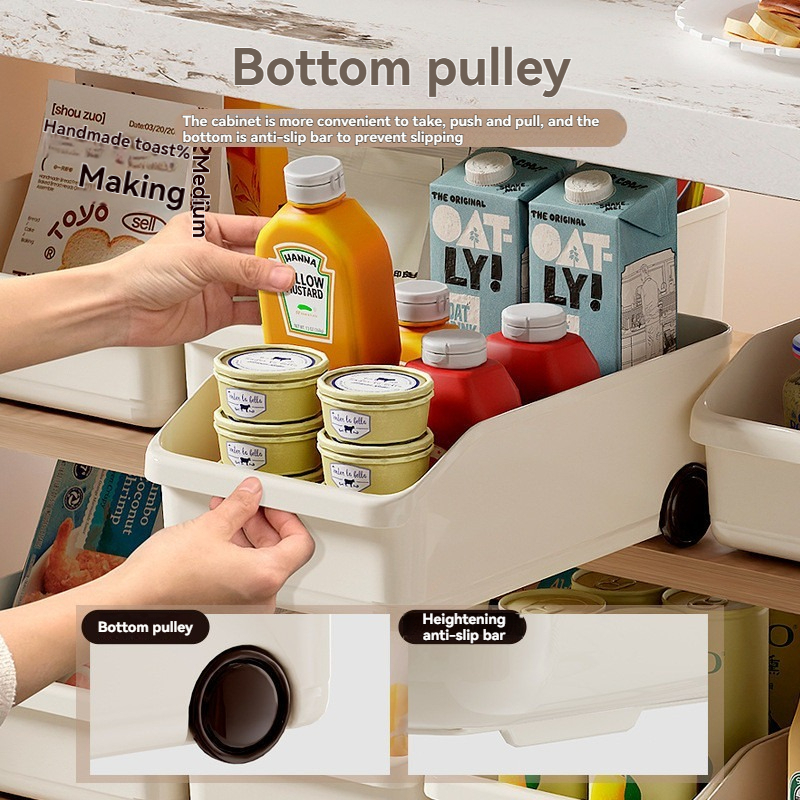 Cream Color Multi-Function Storage Box with Wheels