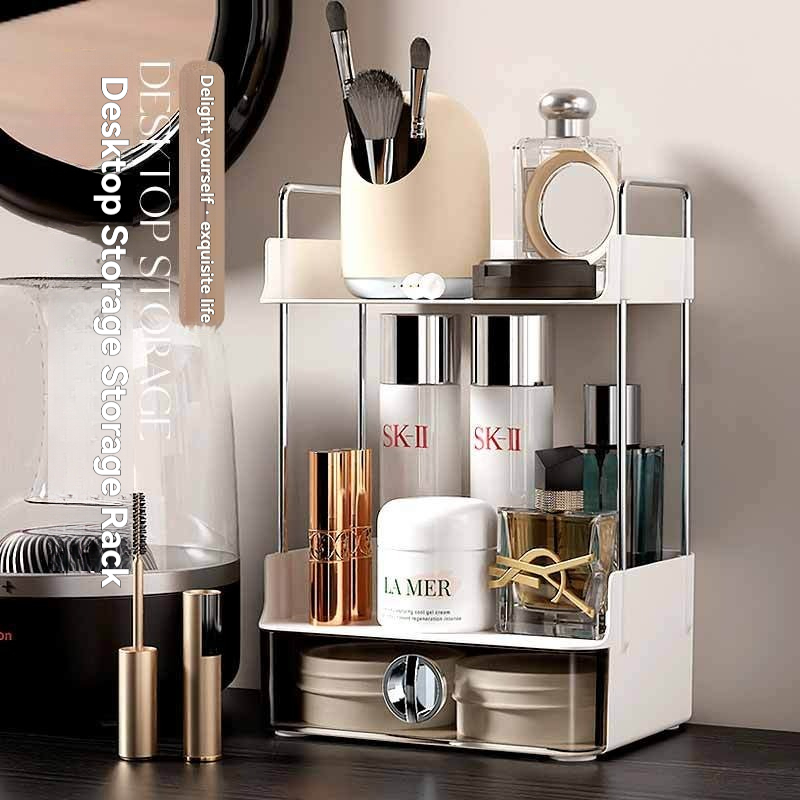 2-Tier Transparent Drawer Storage Rack for Desktop Organization