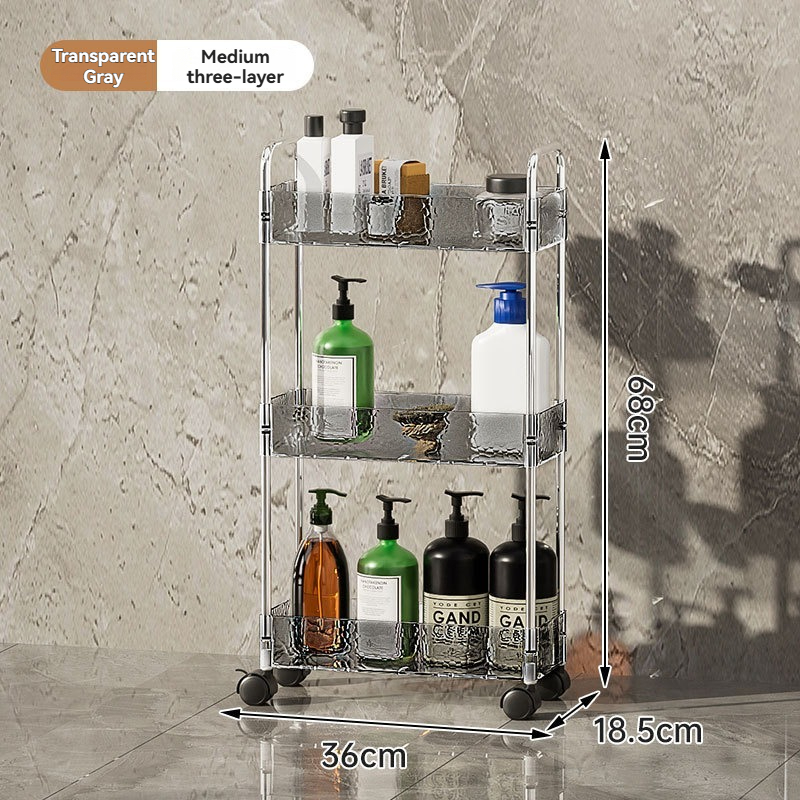 Nordic Transparent Multi-Layer Bathroom Storage Cart for Bulk Retail