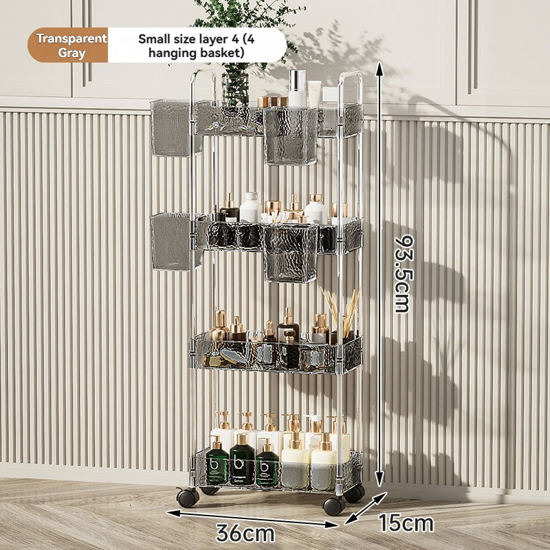 Nordic Transparent Multi-Layer Small Bathroom Storage Cart for Bulk Retail