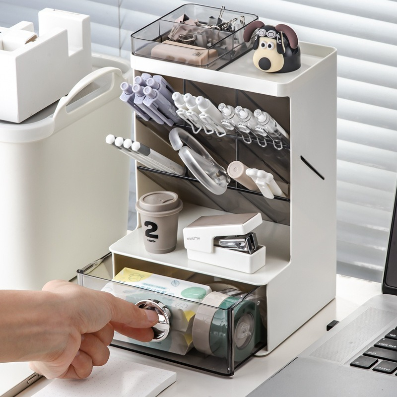 Desk Organizer with Drawer And Classified Storage - Large Capacity Office Storage Solution