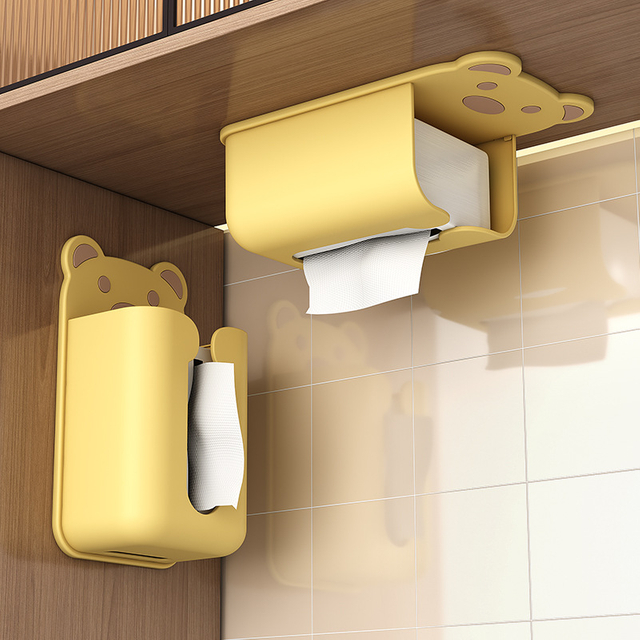 Wall-Mounted Tissue Holder with Bear Design - Wholesale Bathroom Tissue Dispenser 