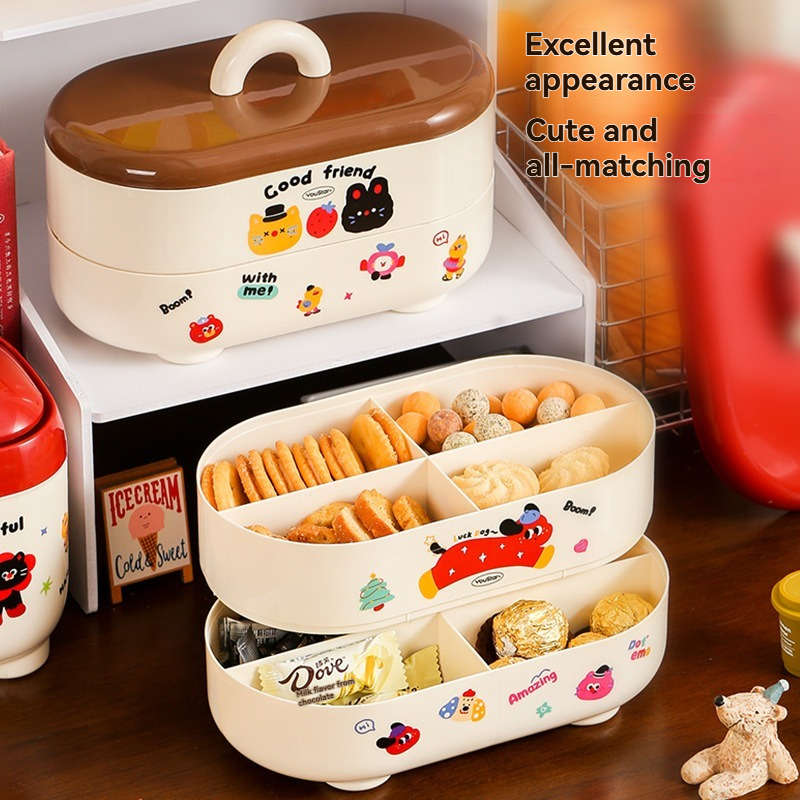 Cartoon Grid Storage Box – Double Layer Cute Storage Solution for Wholesale