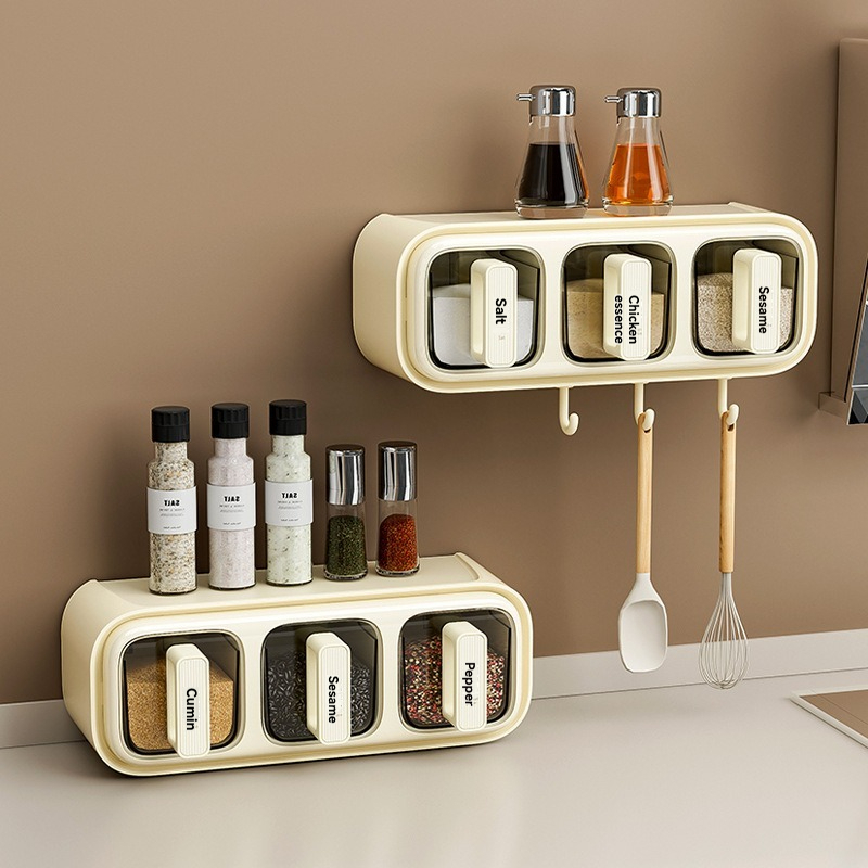Innovative Wall-Mounted Seasoning Dispenser - Compact Kitchen Spice Holder