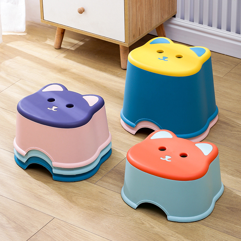 Children's Contrasting Color Cat Stool