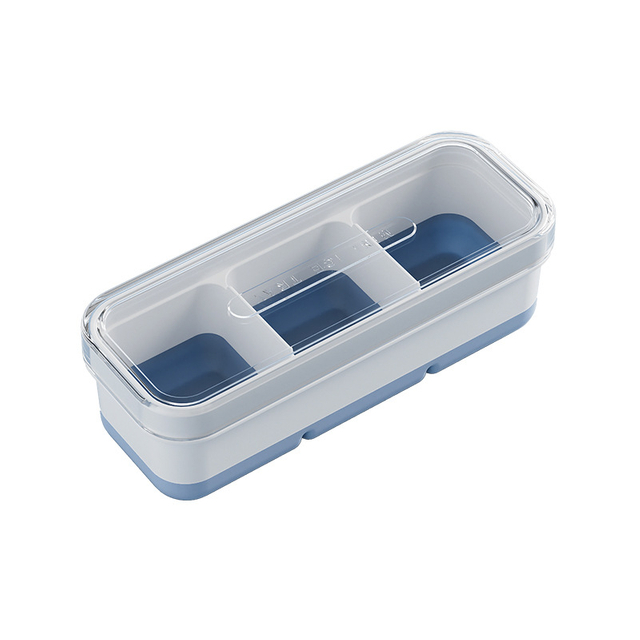 Mini 3-compartment Fruit Ice Tray with Lid And Soft Bottom