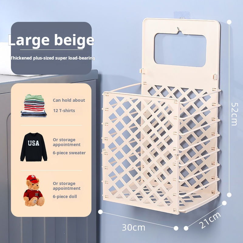 Wall-mounted Folding Laundry Basket without Drilling Holes