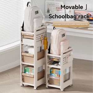 3-Tier And 4-Tier Movable Schoolbag Rack with Wheels - Multi-Layer Storage for Office And School Supplies