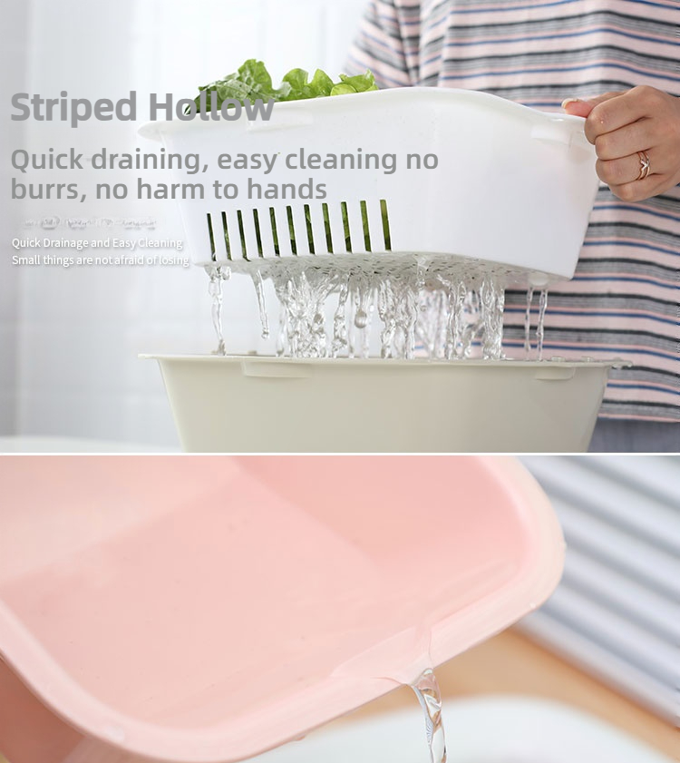 Double-Layer Draining Basket for Kitchen Fruit Vegetable