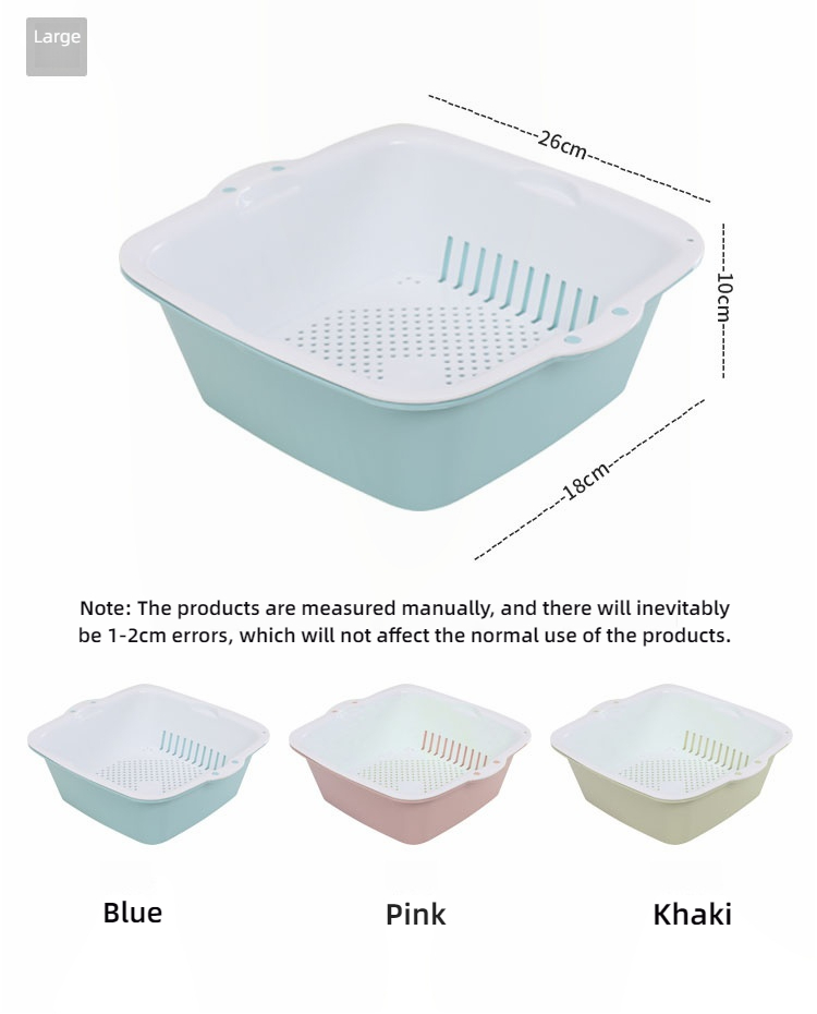 Double-Layer Draining Basket for Kitchen Fruit Vegetable