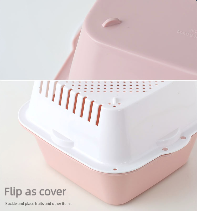 Double-Layer Draining Basket for Kitchen Fruit Vegetable